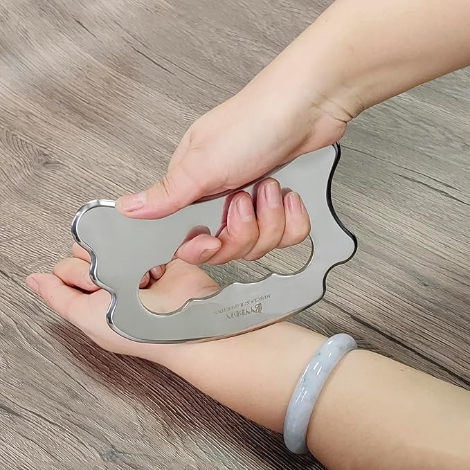 BYYDDIY Stainless Steel Massage Scraper Tool for Large Hands, Derma Edge Massage Tools,Gua Sha Scraping Tool for Physical Therapy,Muscle Scraper Tool (N)