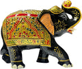 Handcrafted Wooden Elephant Figurine – Traditional Artwork, Gold & Gemstone Embellishments – Lucky Decorative Elephant Statue for Prosperity | Beautiful Elefantes Decorativos para Sala (Black & Gold)