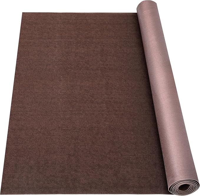 Marine Carpet,5 FT x 10 FT Brown Indoor Outdoor Carpet 0.2" Thick Boat Carpet with Water-Proof TPE Backing, Non-Slide Outdoor Marine Carpet Roll for Home, Patio, Porch, Deck