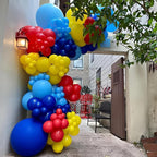 Red Yellow Blue Balloons Light Baby Royal Metallic Blue Red Yellow Primary Balloons with Colorful Confetti Latex Balloon for Carnival Circus Baby Shower Birthday Party Decor