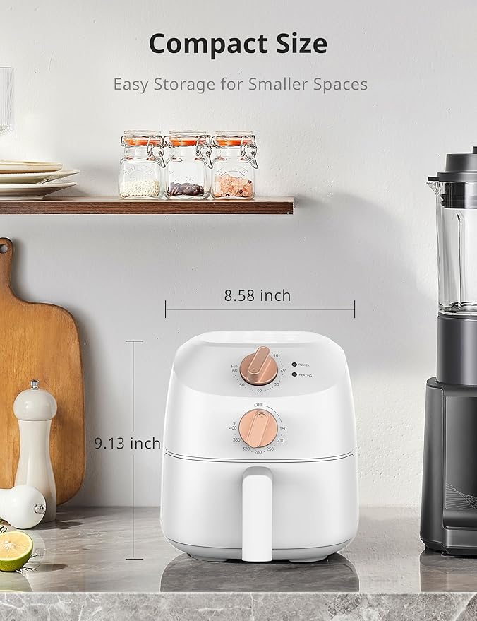 COMFEE' Compact 2.1 Quart Air Fryer with 12 Menu Options, Adjustable Timer & Temperature Control 180-400 degrees F, Dishwasher-Safe Nonstick Fry Basket with Stainless Steel Finish