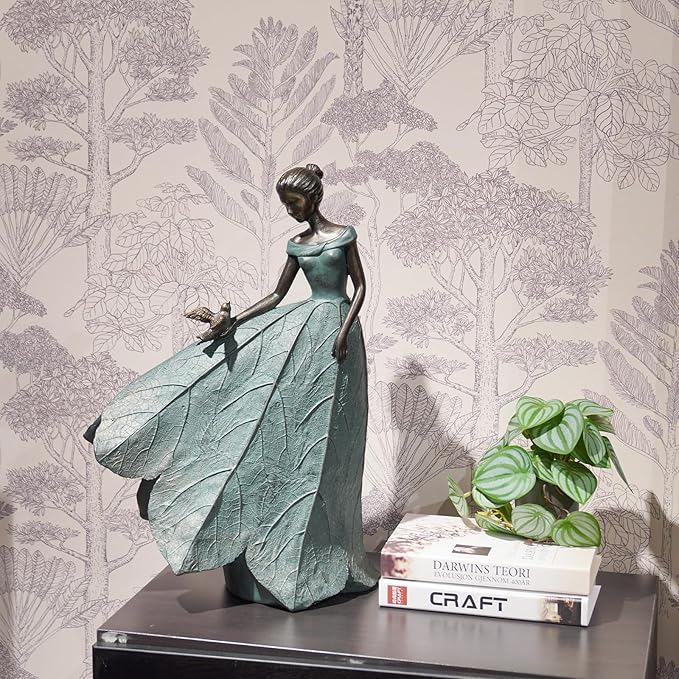 Guichifun Fairy Statue Collection Home Decoration - Leaf Angel Girls Resin Home Decor for Outside or Inside Rustic Garden Outdoor Yard Decorations Figurines Gift 14.25 x 9 x 20.25 Inch