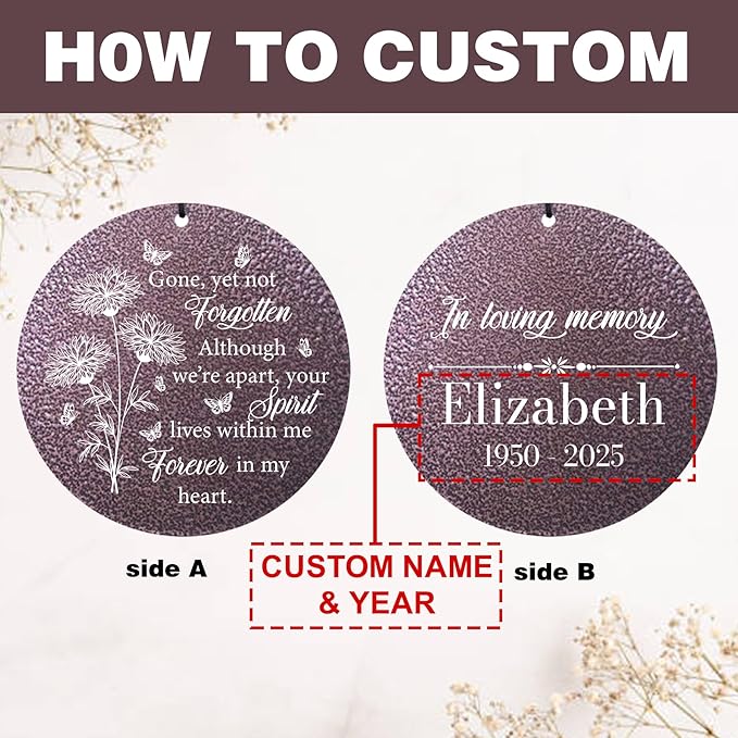 ASTARIN Engraving Wind Chimes for Loss of Loved One, Personalized Wind Chimes Memorial, Bereavement Gifts for Loss of Mother, Windchimes in Memory of a Loved One, Outside Windchime(Produced in USA)