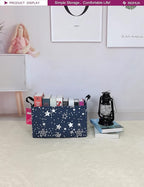 Rectangular Storage Basket Fabric Organizer Bin for Toys,Books,Clothes,Gifts,Pets-Perfect for Home,Office,Nursery,Dorm,Shelf(Rec-Blue star )
