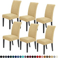 Joccun Chair Covers for Dining Room Set of 6,Dining Chair Slipcovers Stretch Dining Room Chair Covers Seat Protector,Washable Parsons Chair Cover for Home,Banquet(Parmesan,6 Pack)