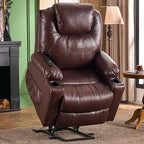 SALOHZA Power Lift Recliner Chair for Elderly with Massage and Heat for Living Room, Electric Recliner Chair for Adults with USB/Type C Port/Cup Holders, PU Faux Leather, Chocolate Brown