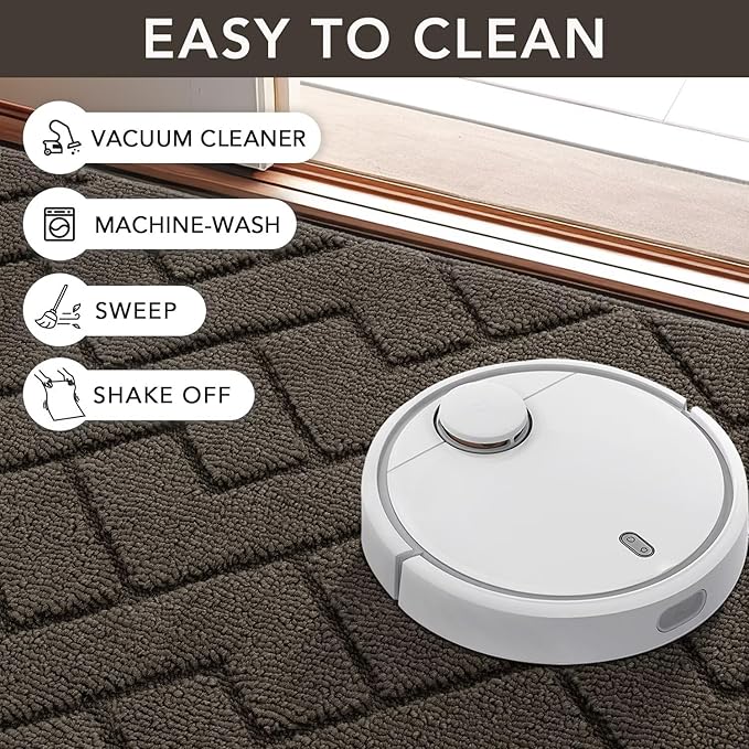 hicorfe Front Door Mat Outside Entrance,20"x31.5" Absorbent Muddy Dirt Resist Welcome Door Mats Outdoor Indoor,Stain and Fade Resistant,Non Slip Backing Entry Mat Doormat for Entryway(Latte)