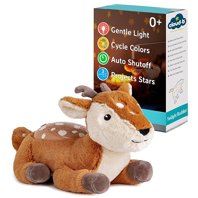 Cloud b Calming Nightlight Star Projector | Gentle Brightness | 3 Colors | 3 Constellations | Auto-Shutoff | Twilight Buddies®- Fawn