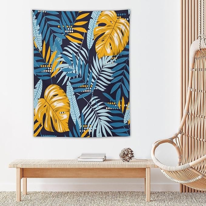 ICMOLYYENLO Palm Leaf Tapestry Wall Hanging, Tropical Leaves Plant Jungle Green Hawaiian Art Home Decor for Guest Bedroom Living Room Dormitory 40x60 Inch
