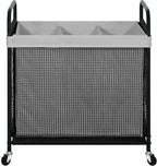 STO STO Laundry Hamper 3 Section, 120L Rolling Laundry Sorter Cart with Removable and Washable Liner Bag, Rolling Clothes Hamper with Metal Handle for Laundry Room and Bedroom, Gray