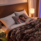 Lotus Karen Faux Fur Throw Blanket Tie-Dye Dark Coffee - Big Bubble Rabbit Fluff Blanket for Couch, Large Fluffy Fuzzy Cozy Blanket,Thick Furry Plush Shaggy Blankets,90x90 Inches