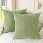 CaliTime Throw Pillow Covers Decorative 24 X 24 Inches Pack of 2 Cozy Chenille Cushion Cases for Couch Sofa Bed Living Room Home Sage Green