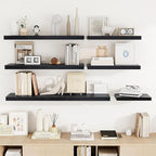55 Inch Floating Shelves, 55"x9.25"x1.5" Inch Deep Floating Shelves for Wall, Wooden Shelves for Bathroom, Bedroom, Living Room, Black