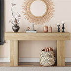 63 Inch Long Console Table for Entryway, Farmhouse Wood Rectangular Sofa Table Behind Couch Table, Narrow Entryway Table for Living Room, Entrance, Hallway, Foyer, Easy Assembly (Natural)