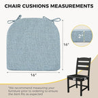 downluxe Indoor Chair Cushions for Dining Chairs, Soft and Comfortable Textured Foam Kitchen Chair Pads with Ties and Non-Slip Backing, 16" x 16" x 2", Light Blue, 2 Pack