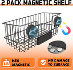 ULIBERMAGNET Magnetic Baskets, Large Capacity Metal Wire Mesh Basket Holder Organizer for Sundry Tool Storage, Magnetic Shelf for Garage, Laundry, Kitchen, Workshop, Cabinet(2 Pack)