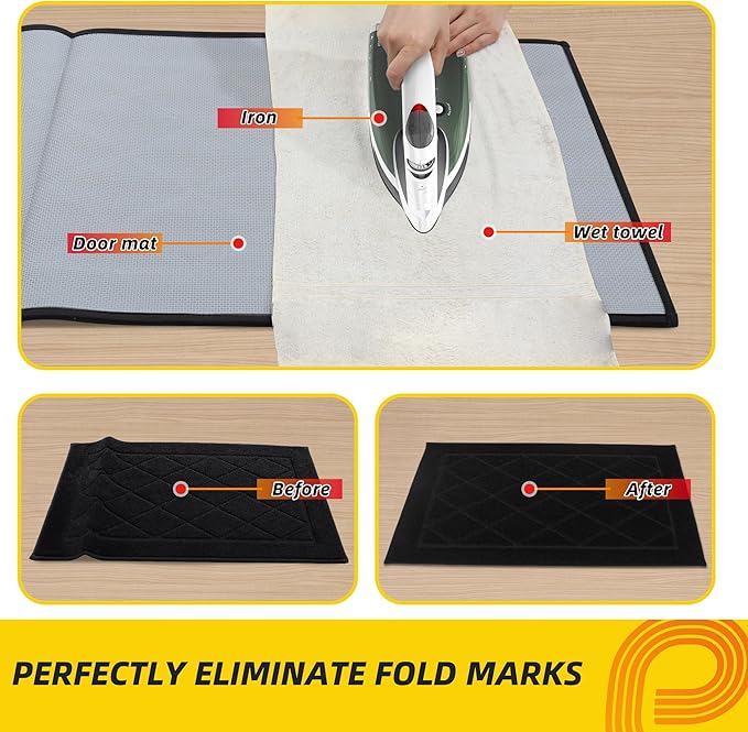 JSEI Dirt Trapper Door Mat 36"x60", Non-Slip Washable Entryway Mats, Dog Door Mat, Stain Resistant and Absorbent Floor Mats, Low Profile Welcome Mat for Front Back Door, Black