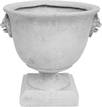 Christopher Knight Home Jorine Light Concrete Planter, Patio Planter, Large Garden Pot, Mid-Centry Gadern Urn, Lionhead Accent Plant Pot, Flower Urn with Drainage Hole for Backyard Home, Antique White