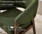 Mid-Century Modern Accent Chair, Comfy Barrel Armchair with Wide Seat, Upholstered Lounge Chair with Walnut Wood Legs for Living Room/Bedroom/Reading Corner, Linen Fabric, Deep Green, 1PC