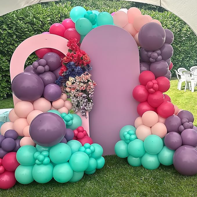 Pink Purple Blue Balloons 60 Pcs Hot Pink Light Pink Teal Purple Latex Balloon Pastel Purple Teal Pink Confetti Balloons for Kids Magic Theme Mermaid Princess Birthday Baby Shower Party Decor