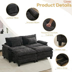 URRED Modular Sectional Sofa Comfy Cloud Couch, Modern Chenille Sofa Sleeper Deep Seat Couches with Ottoman/Pillows for Living Room (Black, 82.6''- 2 Ottomans)