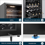 24 Bottles Wine Cooler Refrigerator, Small Wine Fridge Mini Wine Fridge Countertop with Glass Door Wine Cellars for Red Wine, Champagne, Dry White Wine, Sparkling Wines