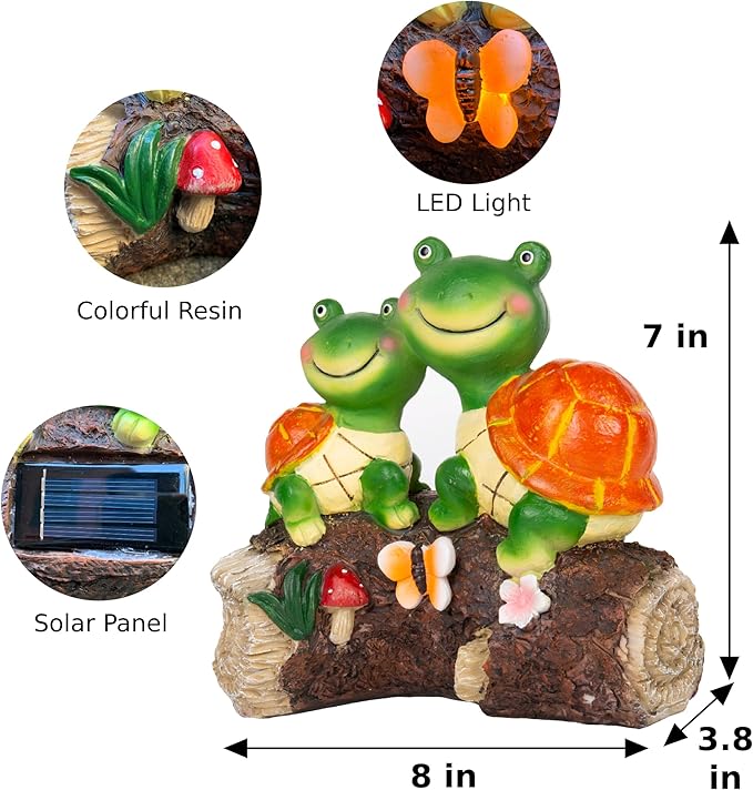 Malister Garden Turtle Figurines Outdoor Decor - Outdoor Statues with Solar LEDs for Patio Decor, Spring Summer Fall, Garden Art Outdoor Lawn Yard Art Gift, Statue Housewarming Gifts