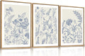 HPINUB Classic Chinoiserie Floral Framed Canvas Wall Art Set,Watercolor Blue and White Botanical Flowers Wall Decor,Navy Blue Minimalist Wildflower Art Print for Living Room,Bedroom,Office-24x36x3