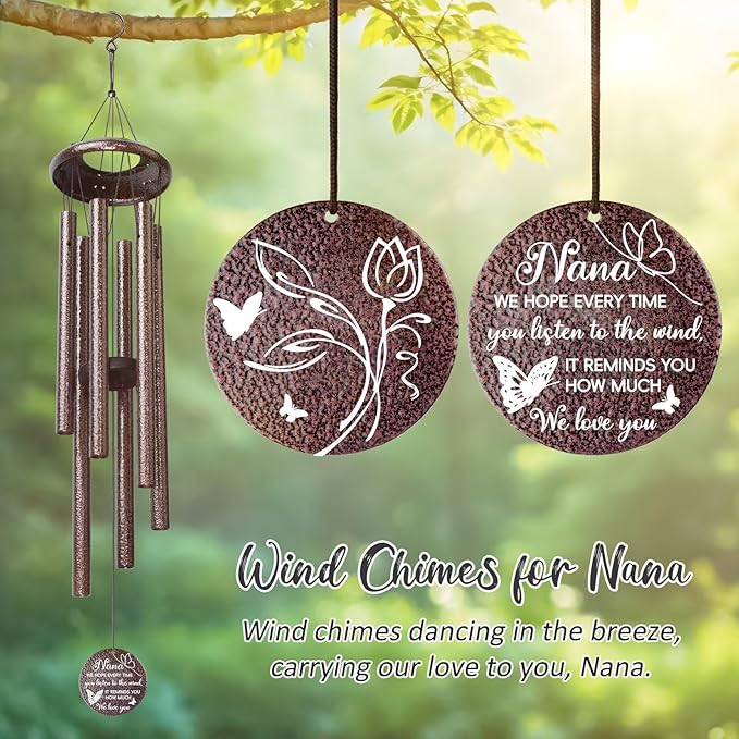 Gifts for Nana, 25''Wind Chimes, Birthday Gift for Nana from Grandkids, Mothers Day, Thanksgiving, Christmas Day Gifts Ideas for Love Reminder