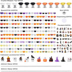 358PCS Halloween Beaded Garden Stakes, DIY Halloween Fairy Wand Garden Stake Decorative Kit with 12 in or 10 in Threaded Rod, Crystal Top, Large Holes Bead, Pendant for Outdoor or Indoor Decoration