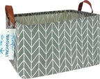 LANGYASHAN Rectangular Storage Bin Collapse Canvas Fabric Cartoon Storage Basket with Handles for Organizing Home Kitchen Boys and Girls Toys Office Closet Shelf Baskets (Rec Grey Point)