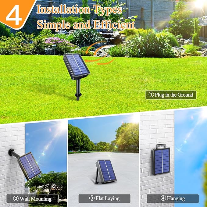 Solar String Lights 120LED 40FT, IP67 Waterproof Solar Lights for Outside with 8 Lighting Modes, Upgraded Solar Panel Fairy Lights for Garden Party Wedding Decorations (Warm White)