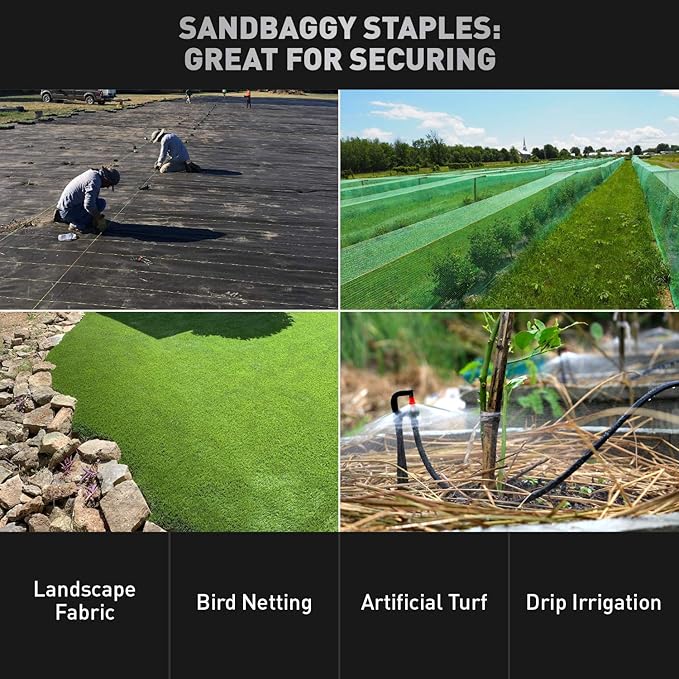 Sandbaggy 6 inch Landscape Sod Staples (9 Gauge Steel) ~ Great for Hard Soil - 20% Thicker Than Competition - Trusted by Farmers & Contractors Across USA (100 Staples)