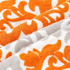 HWY 50 Orange Fall Decorative Throw Pillow Covers 18x18 Inch (1 Piece), Embroidered Cotton Farmhouse Cushion Cover Pillow Case for Sofa Couch Living Room Bed Bedroon, Floral Geometric