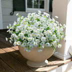 Artificial Flowers for Outdoors Fake Plants Outside Decoration, 12 Bundles Silk White Morning Glory UV Resistant Look Real Faux Flowers for Planter Front Door Porch Patio Yard Gardens Balcony