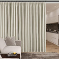 Extra Wide 100% Blackout Linen Textured Curtains - Room Dividers, W200 x L96 (1 Panel), Pinch Pleat Drapes for Living Room, Full Light Block Out Drapery for Sliding Door, Ivory White