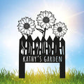 Custom Sunflower Metal Garden Sign with Stakes, Flower Garden Decor, Personalized Family Name Sign, Farmhouse Yard Decorative, Patio Art, Mother's Day Gift, Mom Gift, Housewarming Gift