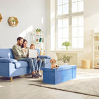 Sorbus Storage Ottoman Bench – Collapsible/Folding Bench Chest with Cover – Perfect Toy and Shoe Chest, Hope Chest, Pouffe Ottoman, Seat, Foot Rest, – Contemporary Faux Suede (Teal)