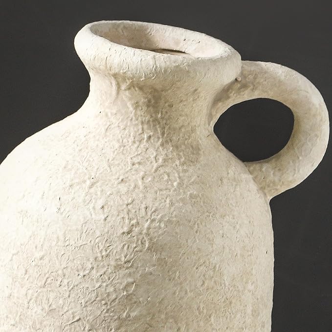 Ceramic Rustic Vase, 12.8" Large Flower Vases Home Decor Pottery Farmhouse Decorative Vase Boho Neutral Pampas Vases for Mantel Entryway Table Living Room Shelf Kitchen