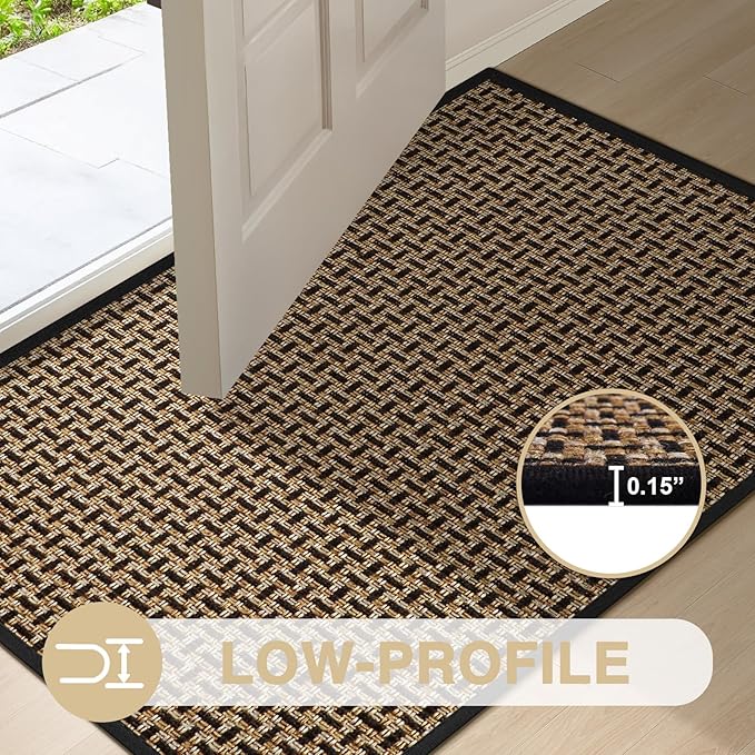 LEKEEPGO Door Mat Indoor Entrance 24"x36", Absorbent Indoor Door Mat, Non Slip Rubber Backing Inside Door Mats, Washable Floor Mat, Low-Profile Doormat for Front Door, Entryway, Entrance, Black
