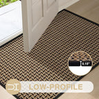 LEKEEPGO Door Mat Indoor Entrance 17"x29", Absorbent Indoor Door Mat, Non Slip Rubber Backing Inside Door Mats, Washable Floor Mat, Low-Profile Doormat for Front Door, Entryway, Entrance, Black