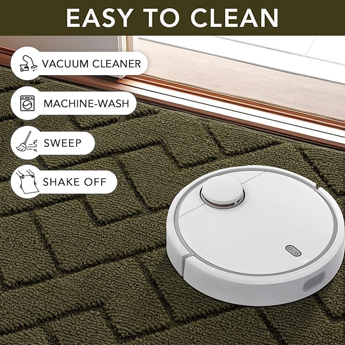 hicorfe Front Door Mat Outside Entrance,20"x31.5" Absorbent Muddy Dirt Resist Welcome Door Mats Outdoor Indoor,Stain and Fade Resistant,Non Slip Backing Entry Mat Doormat for Entryway(Oliver Green)