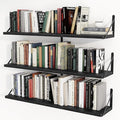 Heimlove 36 Inch Black Floating Bookshelves Set of 3,Heavy Duty Wall Mounted Bookshelves,Bookshelf for Living Room,Bedroom,Kitchen,Laundry Room Storage & Decor