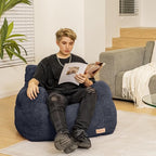 Bean Bag Chair with Filler, Bean Bag Sofa with Tufted Soft Stuffed Filling, Fluffy and Lazy Sofa, Comfy Cozy BeanBag Chairs with Memory Foam for Dorm, Apartment, Living Room (Blue)