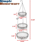 Simple Houseware 3-Tier Fruit Hanging Basket, Bronze