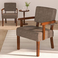 Accent Chair Set of 2 with Table, Living Room Chairs with Soft Seat & Armrests for Living Room Bedroom Reading Room Waiting Room (Brown), (AC01)