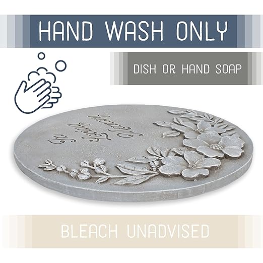 NAT & Jules Flower Blossom and Bud Floral Spray Dimensional Indoor Outdoor 12 inch Round Cast Resin Decorative Garden Stepping Stone, Patio, Walkway Sculpture Yard Art, in Loving Memory Stone Grey