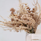 2 Pack Boho Artificial Flowers Plants Bouquet Decoration 13.8inch, Fake Plastic Brown Eucalyptus and Beige Grasses, Faux Floral Arrangement for Wedding Centerpieces Party Home Fall Decor