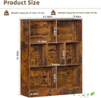 LEYAOYAO 7 Cube Bookshelf - Mid Century Modern Brown Rustic Wood Storage