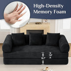 Convertible Sleeper Sofa Bed with Pillow, 4-in-1 Corduroy Folding Mattress Couch with Fixed-Shape Frame, Futon Fold Out Floor Sofa Cama Lounge Couch for Living Room Bedroom Studio, Black